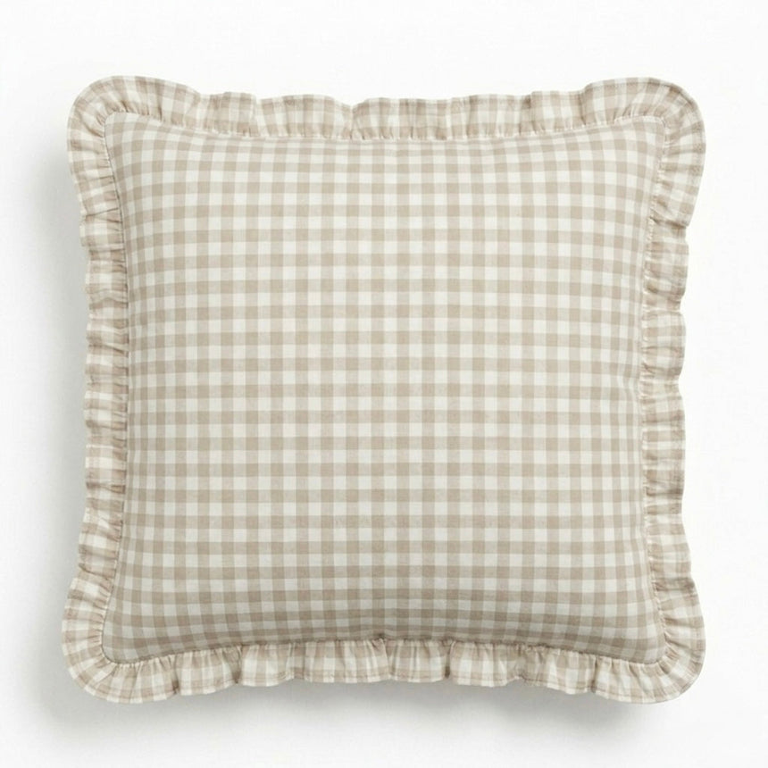 Cushion Cover Ruffled Vichy Check, Handmade