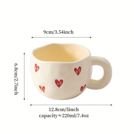 Heart-shaped ceramic mug