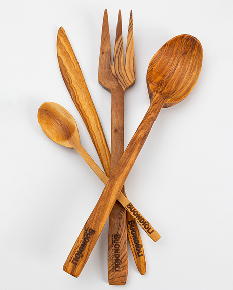 Olive Wood Cutlery Set, 4 Pieces