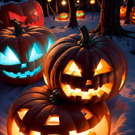 LED Pumpkin Lights with Remote, 4 Pieces