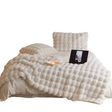 White reversible plush throw with vintage pattern