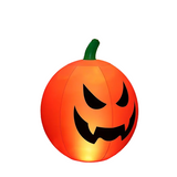 Inflatable orange pumpkin with a glowing face