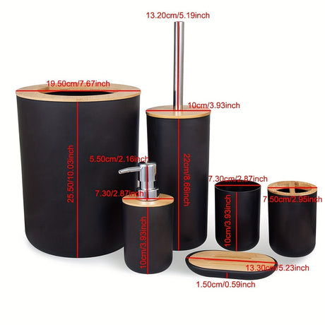 Black Bathroom Accessories Set, 6 Pieces