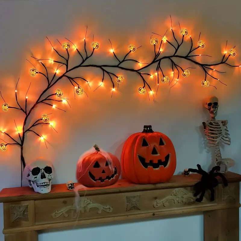 Willow Branch Pumpkin Light String, 54 LEDs