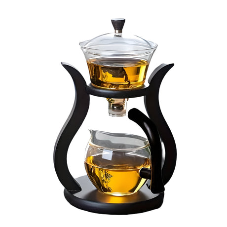 Black glass teapot set with infuser
