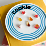 Striped Ceramic Dessert Plate with Word Print