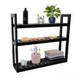 Wall-Mounted Storage Rack with Rod, Black
