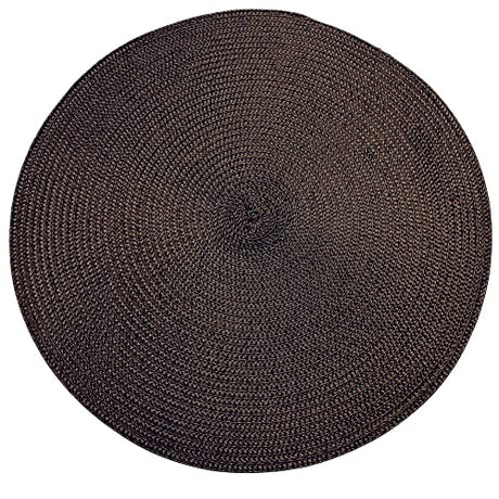 Four round woven placemats in brown