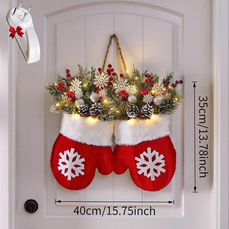 Christmas Glove Wreath Artificial Pine Decoration-2