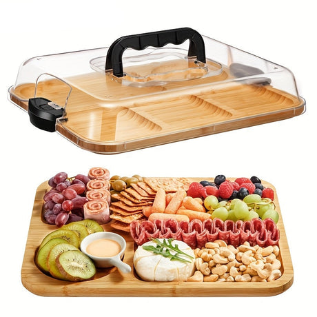 Bamboo cheese tray with clear acrylic lid