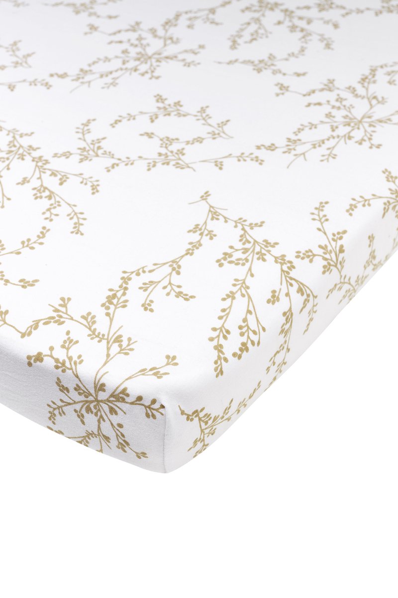 Meyco baby branches fitted sheet playpen mattress - sand - 75x95cm