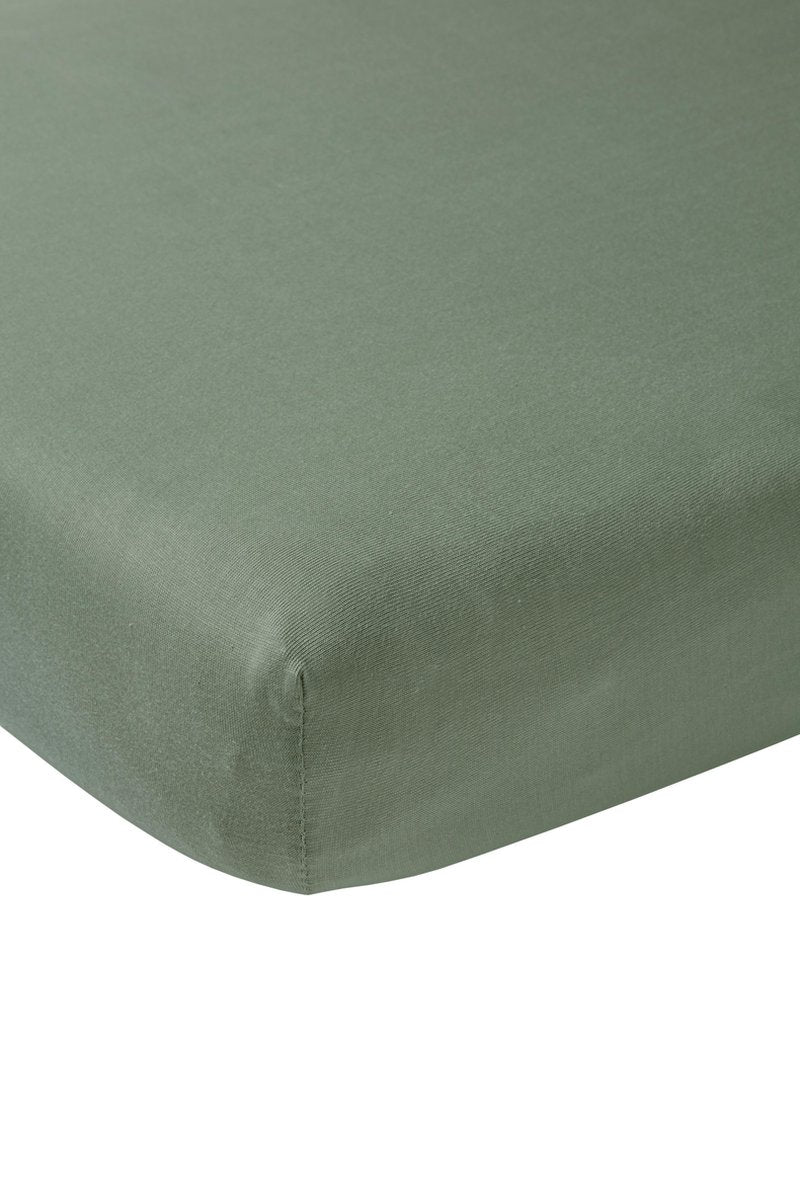 Meyco baby uni fitted sheet playpen mattress - forest green - 75x95cm