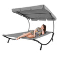 Grey two-person sun lounger with shade