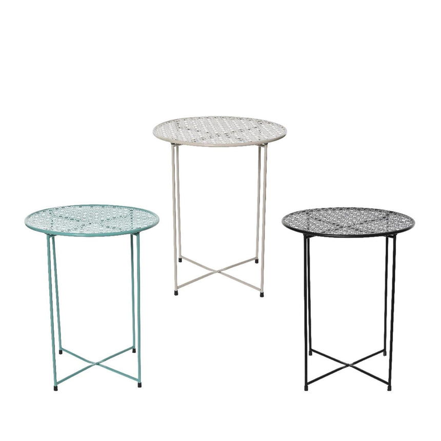Iron side table, knockdown assembly