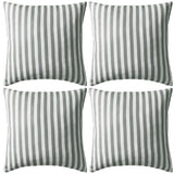 Gray and white striped outdoor cushions, set of 4