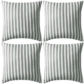 Gray and white striped outdoor cushions, set of 4