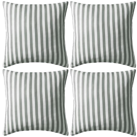 Gray and white striped outdoor cushions, set of 4