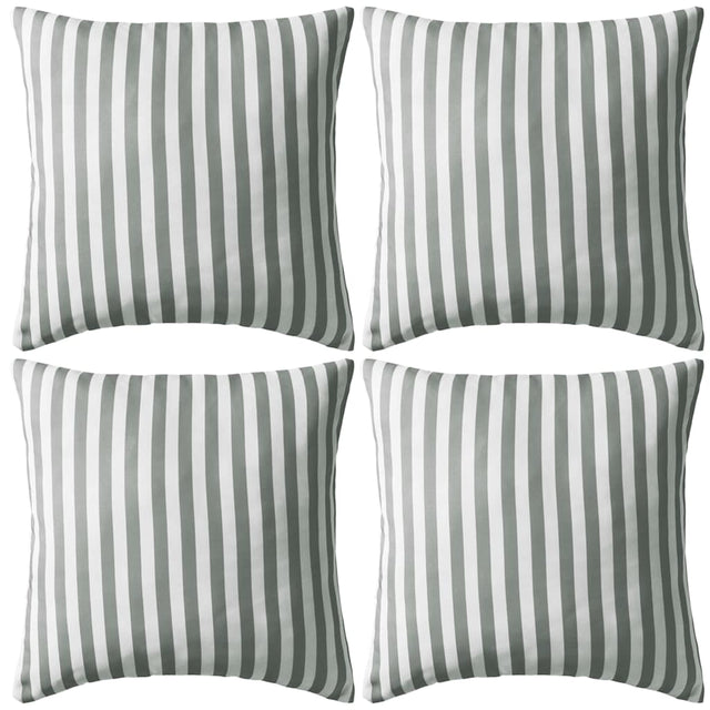 Gray and white striped outdoor cushions, set of 4