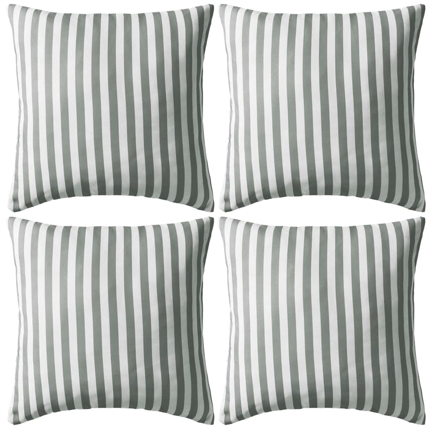 Gray and white striped outdoor cushions, set of 4