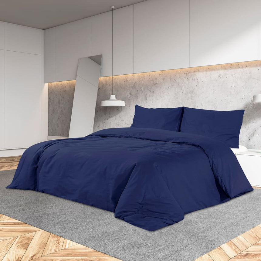 Vidaxl Duvet Cover Set 135x200 cm Cotton Navy Blue