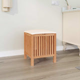 Solid walnut wood stool with laundry hamper