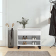 High-gloss white shoe cabinet on metal legs