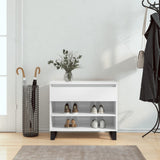 High-gloss white shoe cabinet on metal legs