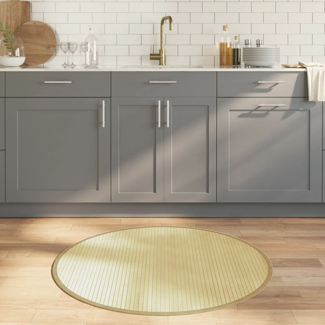 Round bamboo rug in light natural, 100 cm