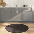 Round bamboo rug in dark brown, 100 cm