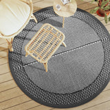 Round gray outdoor rug