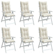 Mixed cream high-back chair cushions, set of six