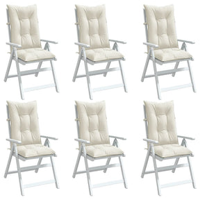 Mixed cream high-back chair cushions, set of six