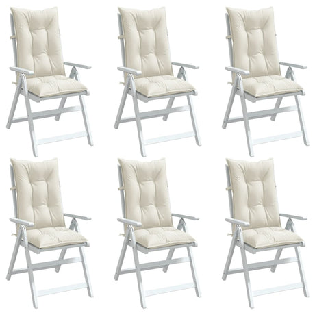Mixed cream high-back chair cushions, set of six