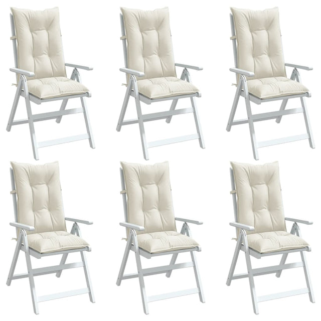Mixed cream high-back chair cushions, set of six