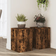 Smoked oak cube plant stands, set of 2