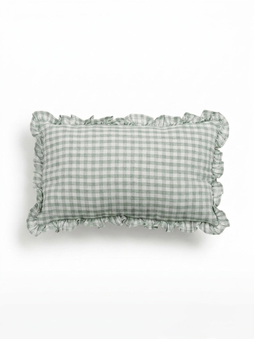 Cushion Cover Ruffled Vichy Check, Handmade