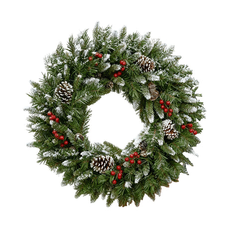 Evergreen Christmas wreath with red berries