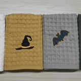 Halloween Embroidered Waffle Towels, 4 Pack