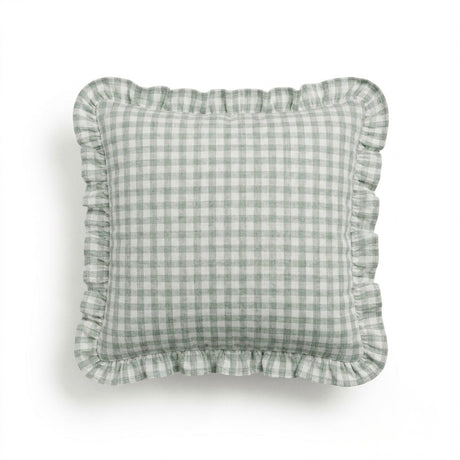 Cushion Cover Ruffled Vichy Check, Handmade