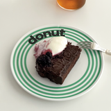 Striped Ceramic Dessert Plate with Word Print