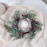 Artificial Christmas Candle Garland Ring With Red Fruits-1