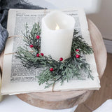 Artificial Christmas Candle Garland Ring With Red Fruits-4