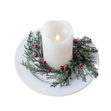 Artificial pine candle ring with red fruits