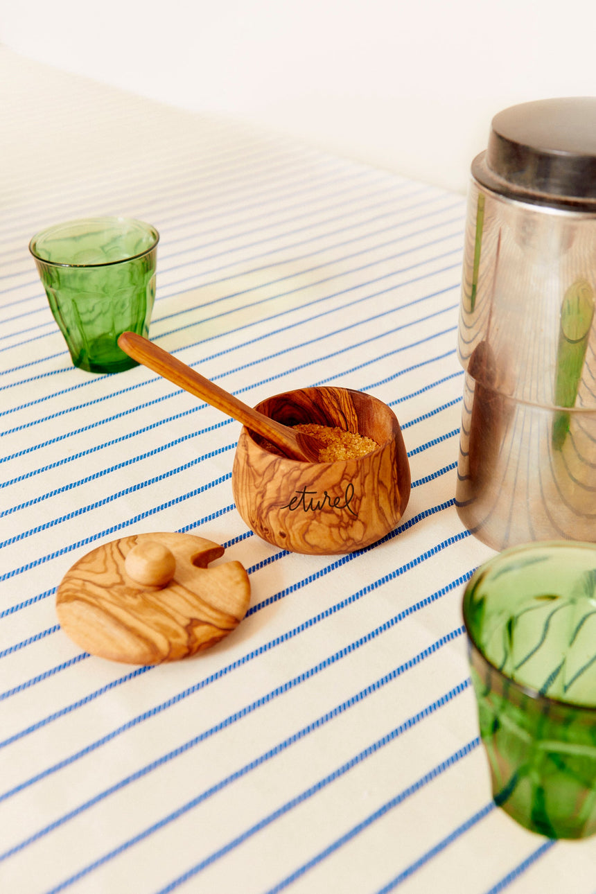 Sugar Bowl Olive Wood Lid & Spoon