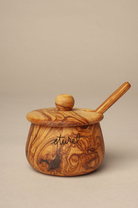 Sugar Bowl Olive Wood Lid & Spoon