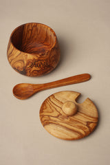 Sugar Bowl Olive Wood Lid & Spoon