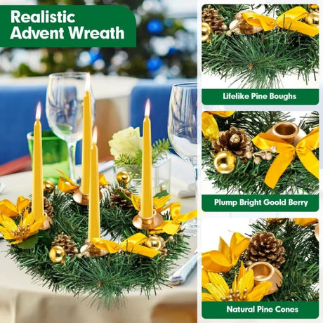 Round Christmas Wreath Candle Ring