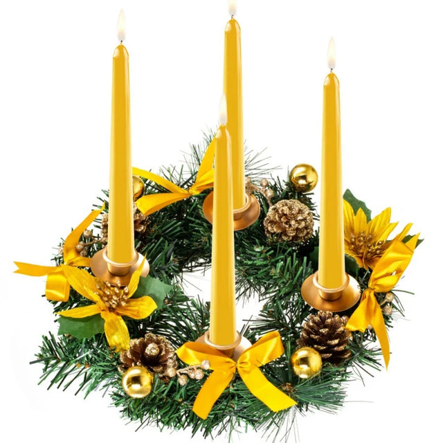Round artificial Christmas wreath candle ring