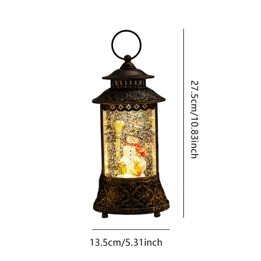 Musical Snow Globe Lantern with Snowman, 27.5 cm
