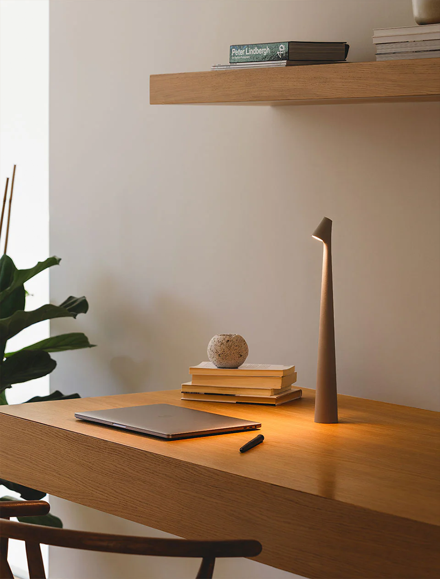 Portable Dimmable Table Lamp, Matte Aluminum